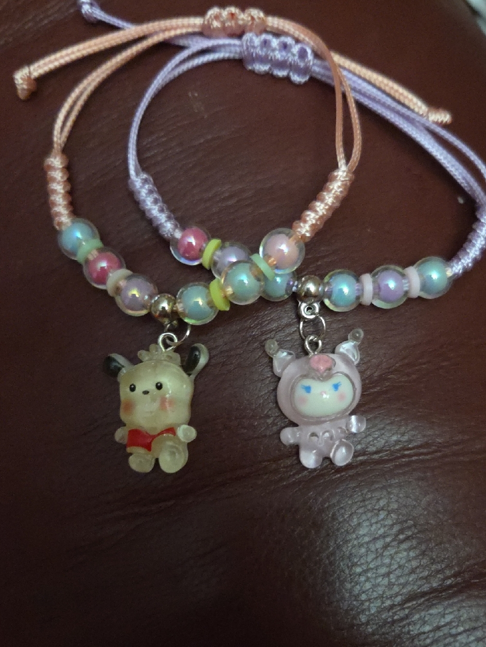Hello Kitty Pastel Beaded Charm Bracelets with Character Pendants